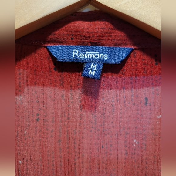 Reitmans red flutter sleeve blouse with neck tie/bow. Size Medium. - Picture 3 of 8